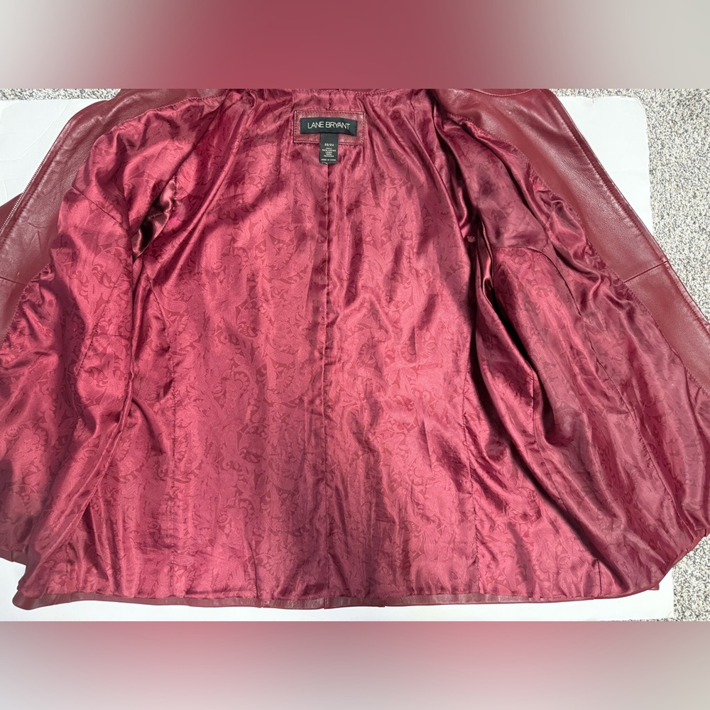 Lane Bryant Women's full zip Red Leather Jacket size 22/24 - Picture 10 of 16